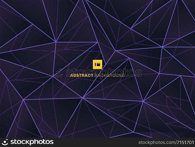 Abstract low polygon with lines mosaic purple background. Triangle shapes in random pattern design. Vector illustration