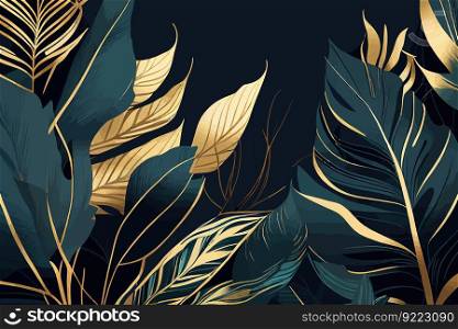 Abstract luxury art background with tropical leaves. Vector illustration desing.