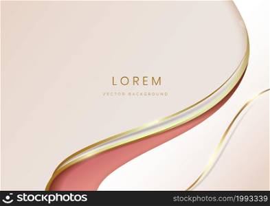 Abstract luxury background 3d overlapping with gold lines curve. Luxury style. Vector illustration