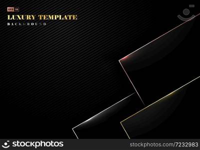 Abstract luxury black design artwork with gold rectangle plate pattern decoration. Use for ad, poster, artwork, template design, print. illustration vector eps10