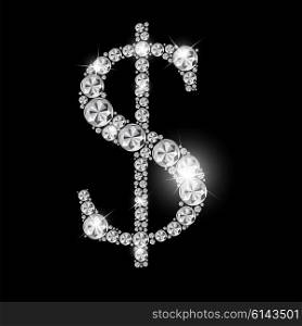 Abstract Luxury Black Diamond Dollar Sign Vector Illustration EPS10