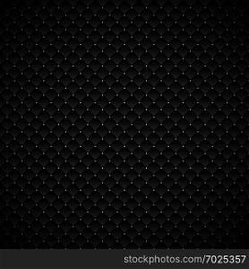 Abstract luxury black geometric squares pattern design with silver dots on dark background. Luxurious texture. carbon metallic surface. Vector illustration