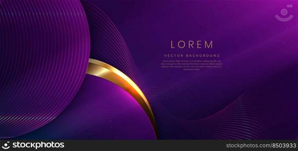 Abstract luxury curve glowing lines on dark blue and purple background. Template premium award design. Vector illustration