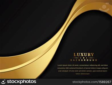 Abstract luxury curves overlapping on black background with copy space for text. You can use for ad, poster, template, business presentation, artwork. Vector illustration