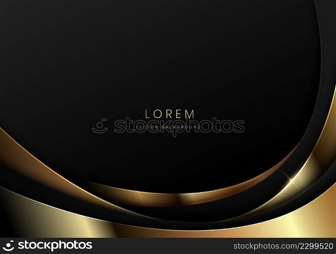 Abstract luxury curves overlapping on black background with copy space for text. You can use for ad, poster, template, business presentation, artwork. Vector illustration
