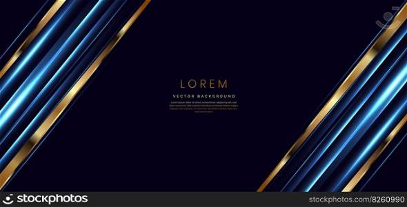 Abstract luxury dark background with golden light blue diagonal gold lines. Template premium award design. Vector illustration 