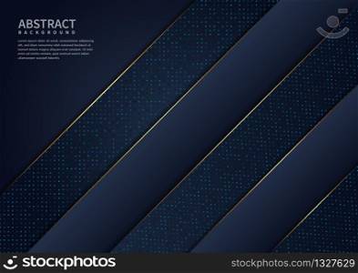 Abstract luxury dark blue background overlap layer with golden lines. You can use for ad, poster, template, business presentation, artwork. Vector illustration