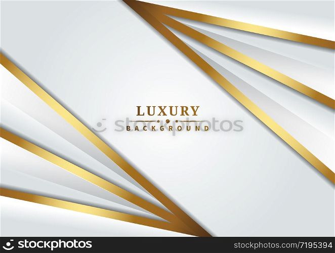 Abstract luxury dark blue background overlap layer with golden lines with copy space text. Vector illustration