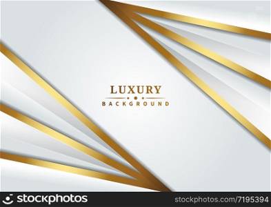 Abstract luxury dark blue background overlap layer with golden lines with copy space text. Vector illustration