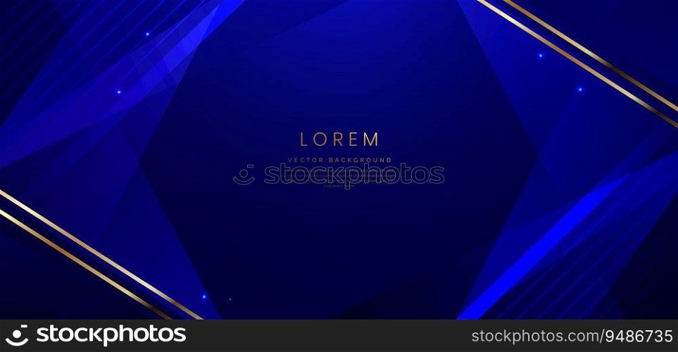 Abstract luxury dark blue background with diagonal gold lines. Template premium award design. Vector illustration 