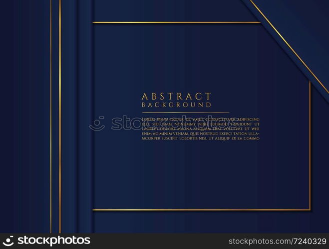 Abstract luxury design dark blue color and gold metallic frame style space with content. vector illustration.