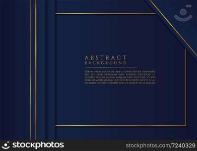 Abstract luxury design dark blue color and gold metallic frame style space with content. vector illustration.
