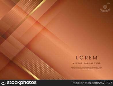 Abstract luxury elegant geometric diagonal overlay layer on brown background with golden lines. You can use for ad, poster, template, business presentation. Vector illustration