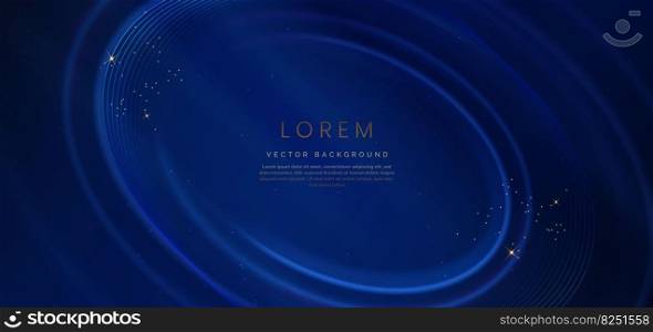 Abstract luxury glowing curved lines overlapping on dark blue background. Template award nomination ceremony design. Vector illustration