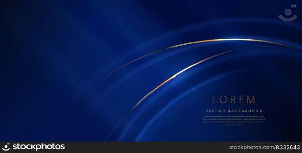 Abstract luxury glowing gold curved lines overlapping on dark blue background. Template award nomination ceremony design. Vector illustration