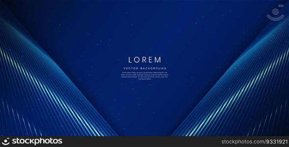 Abstract luxury glowing lines overlapping on dark blue background. Template premium award design. Vector illustration