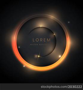 Abstract luxury gold circle lines frame on black background. Vector illustration