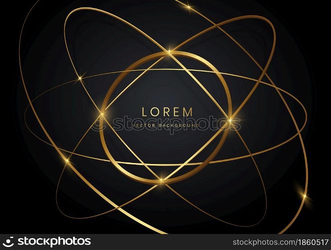 Abstract luxury gold rings overlapping background with light effect. Vector illustration