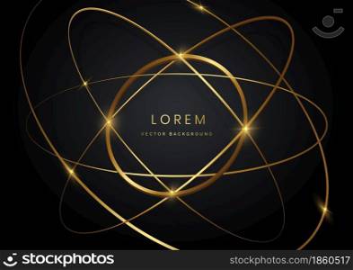 Abstract luxury gold rings overlapping background with light effect. Vector illustration
