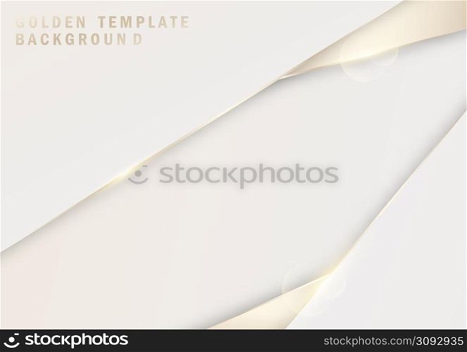 Abstract luxury golden design template of white and gold decorative artwork style. Overlapping with glitter golden style background. Illustration vector