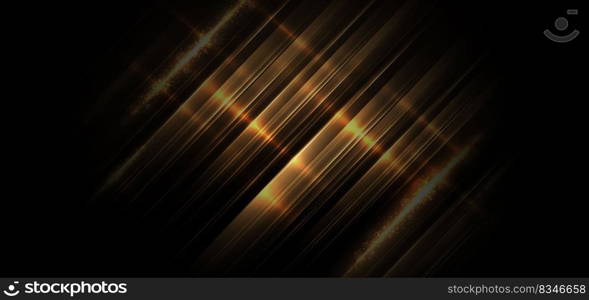 Abstract luxury golden glitter effect glowing on black background with lighting effect sparkle. Template premium award ceremony design. Vector illustration