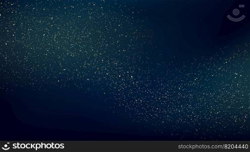 Abstract luxury golden glitter sparkles elements on dark blue background. Vector illustration