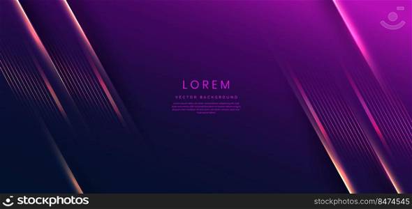 Abstract luxury golden lines diagonal overlapping on dark blue and purple background. Template premium award design. Vector illustration
