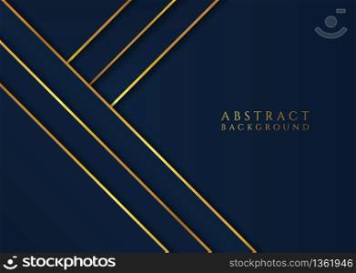 Abstract luxury overlap layer color blue tone and gold metallic design with space. vector illustration.