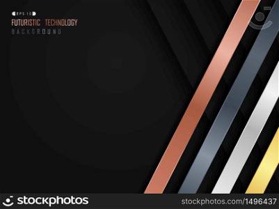 Abstract luxury plate glossy line pattern design on dark tech black background. Decorate for ad, poster, artwork, template design, print. illustration vector eps10