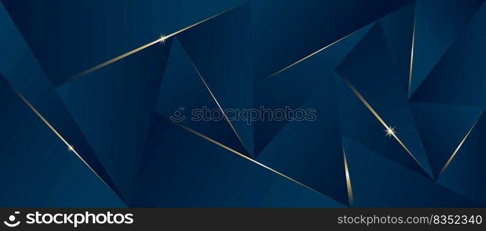 Abstract luxury polygonal pattern, dark blue with gold. Vector illustration