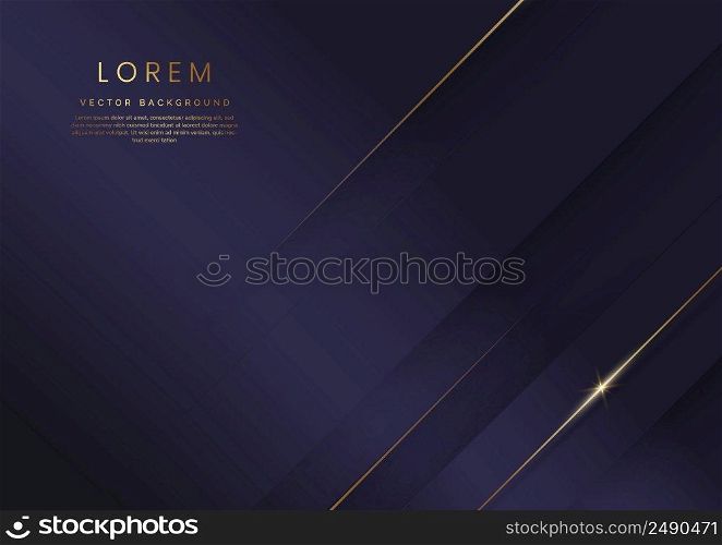 Abstract luxury purple elegant geometric diagonal overlay layer background with golden lines. You can use for ad, poster, template, business presentation. Vector illustration