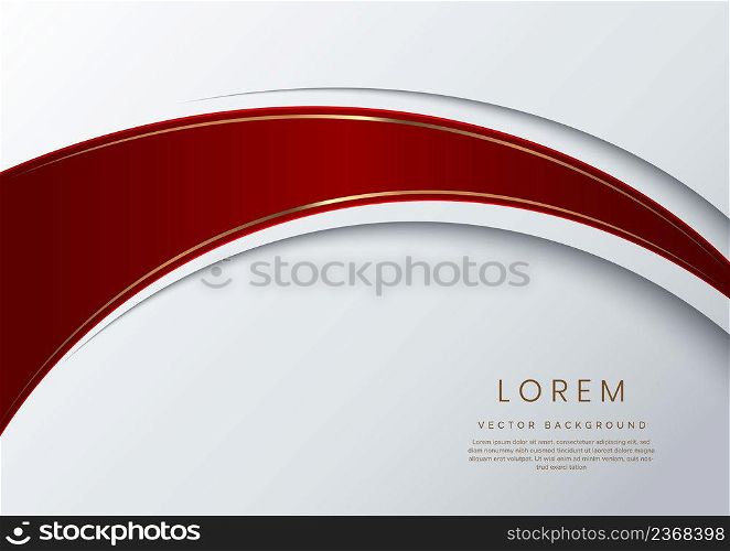 Abstract luxury red curves with elegant golden border on gray background space for text. Template design style. Vector illustration
