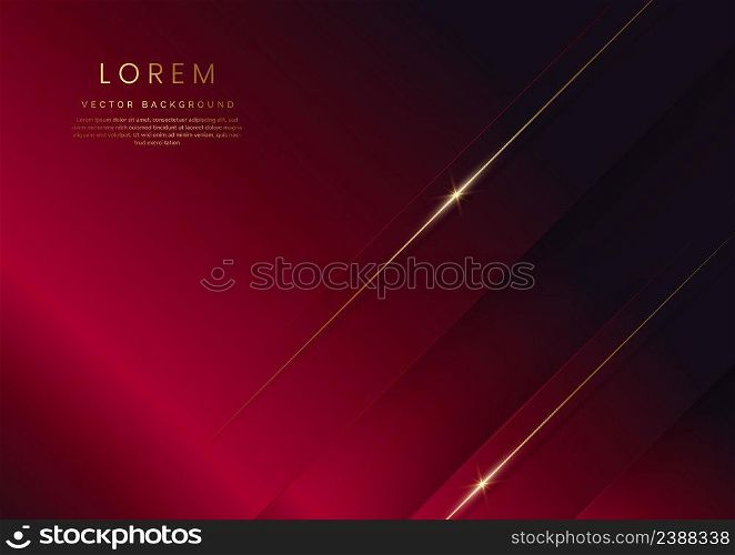 Abstract luxury red elegant geometric diagonal overlay layer background with golden lines. You can use for ad, poster, template, business presentation. Vector illustration
