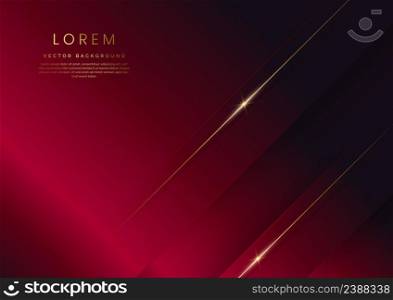 Abstract luxury red elegant geometric diagonal overlay layer background with golden lines. You can use for ad, poster, template, business presentation. Vector illustration