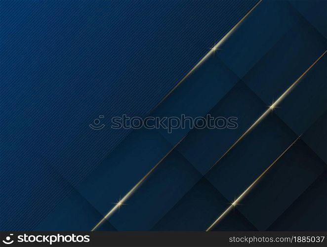 Abstract luxury shiny dark blue background with lines golden glowing. Vector illustration