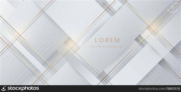 Abstract luxury shiny white and grey background with lines golden glowing. Vector illustration