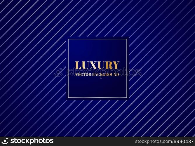 Abstract luxury silver diagonal lines pattern design on dark blue background with metallic banner. Luxurious texture. Vector illustration