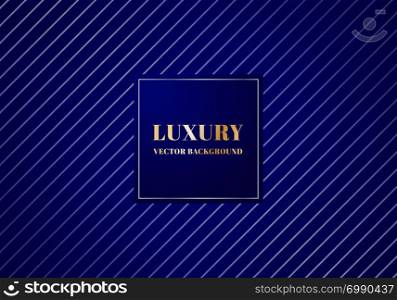 Abstract luxury silver diagonal lines pattern design on dark blue background with metallic banner. Luxurious texture. Vector illustration