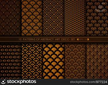 Abstract luxury space style antique of gold art deco pattern set. You can use for art work decorating, ad, luxury style. illustration vector eps 10