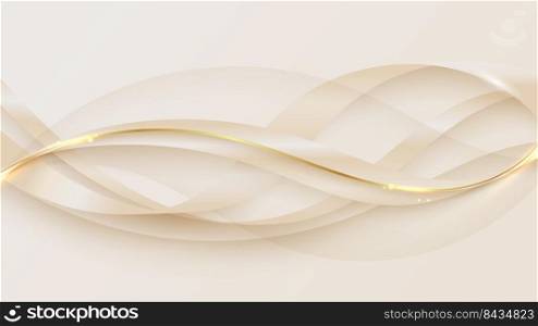 Abstract luxury style golden wave lines on white background. Elegant template curved line overlapping elements on clean backdrop. You can use for product cosmetic, invitation card, banner, etc. Vector illustration