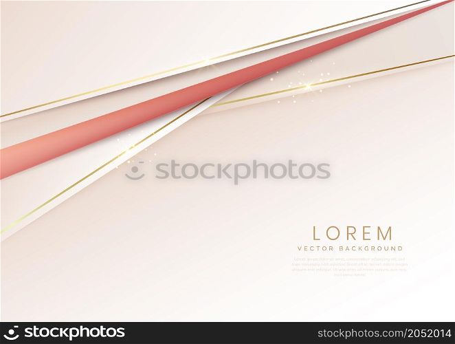 Abstract luxury template background 3d soft brown overlapping with gold lines. Luxury style. Vector illustration