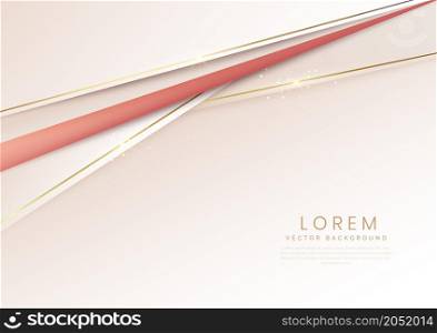 Abstract luxury template background 3d soft brown overlapping with gold lines. Luxury style. Vector illustration