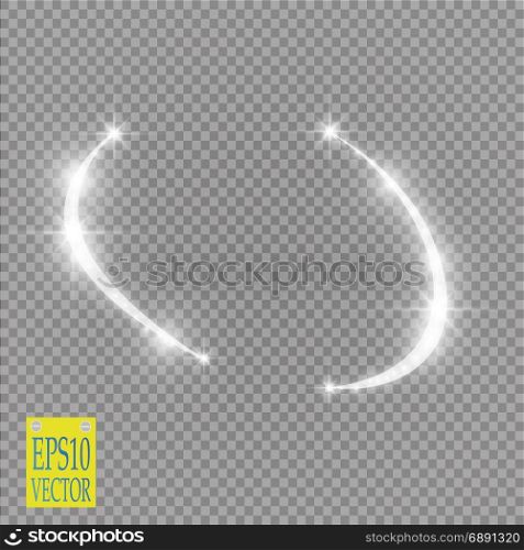 Abstract luxury vector light flare semicircle and spark light effect. Sparkling glowing violet round frame on transparent. Starlight moving background. Glow blurred space for message or logo. Abstract luxury vector light flare semicircle and spark light effect. Sparkling glowing violet round frame on transparent. Starlight moving background. Glow blurred space for message or logo. Vector