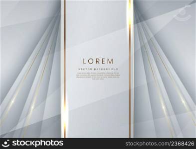 Abstract luxury white and grey elegant geometric diagonal overlay layer background with golden lines. You can use for ad, poster, template, business presentation. Vector illustration