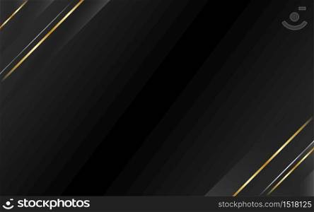 Abstract luxury with gold lines modern corner polygonal with dark vector background free space for text