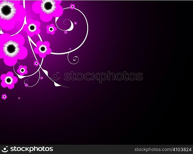 Abstract magenta floral design on a dark background