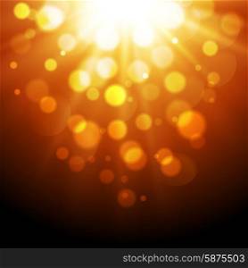 Abstract magic light background. Vector illustration Abstract gold magic light background with bokeh effect