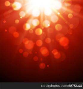 Abstract magic light background. Vector illustration Abstract red magic light background with bokeh effect