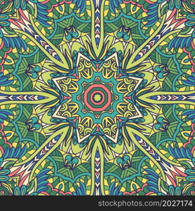 Abstract Mandala vintage indian textile seamless pattern ornamental. Vector floral art mandala. Spring and summer decorative esign medallion.. Vector floral art mandala. Ethnic design medallion. Spring and summer decorative rosette.