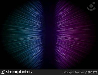 Abstract many blue, pink and purple perspective lines on black background. Vector illustration
